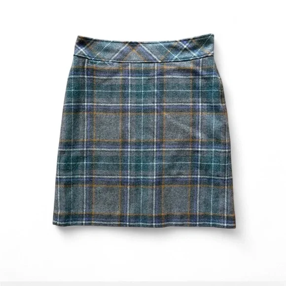 L.L. Bean Plaid Pencil Skirt - Gray and Blue - Picture 3 of 6